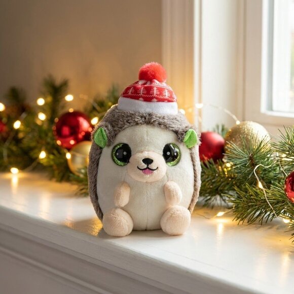 Cutie Pet-Tudies Other - Cutie Pet-Tudies Roly Holiday Hedgehog Plush Backpack Clip With Red Hat & Pom Po